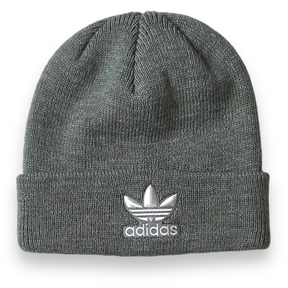 adidas Other - 3/$30 Adidas Originals Logo Beanie Cap Gray White Trefoil Folded Cuff Hat NEW
